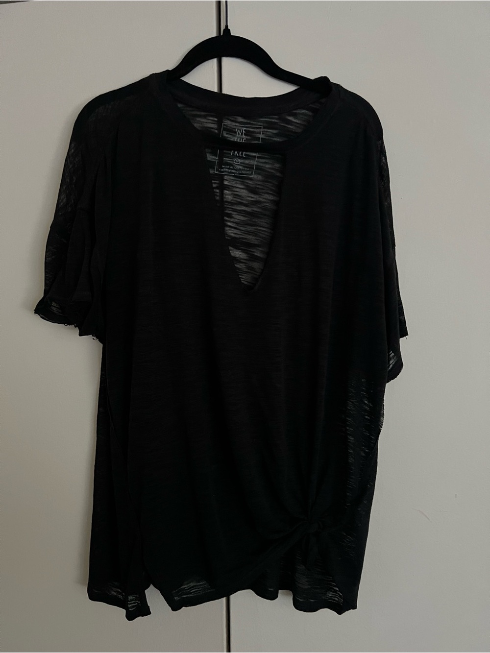 Free People We The Free Black V-Neck Cut-Out Top